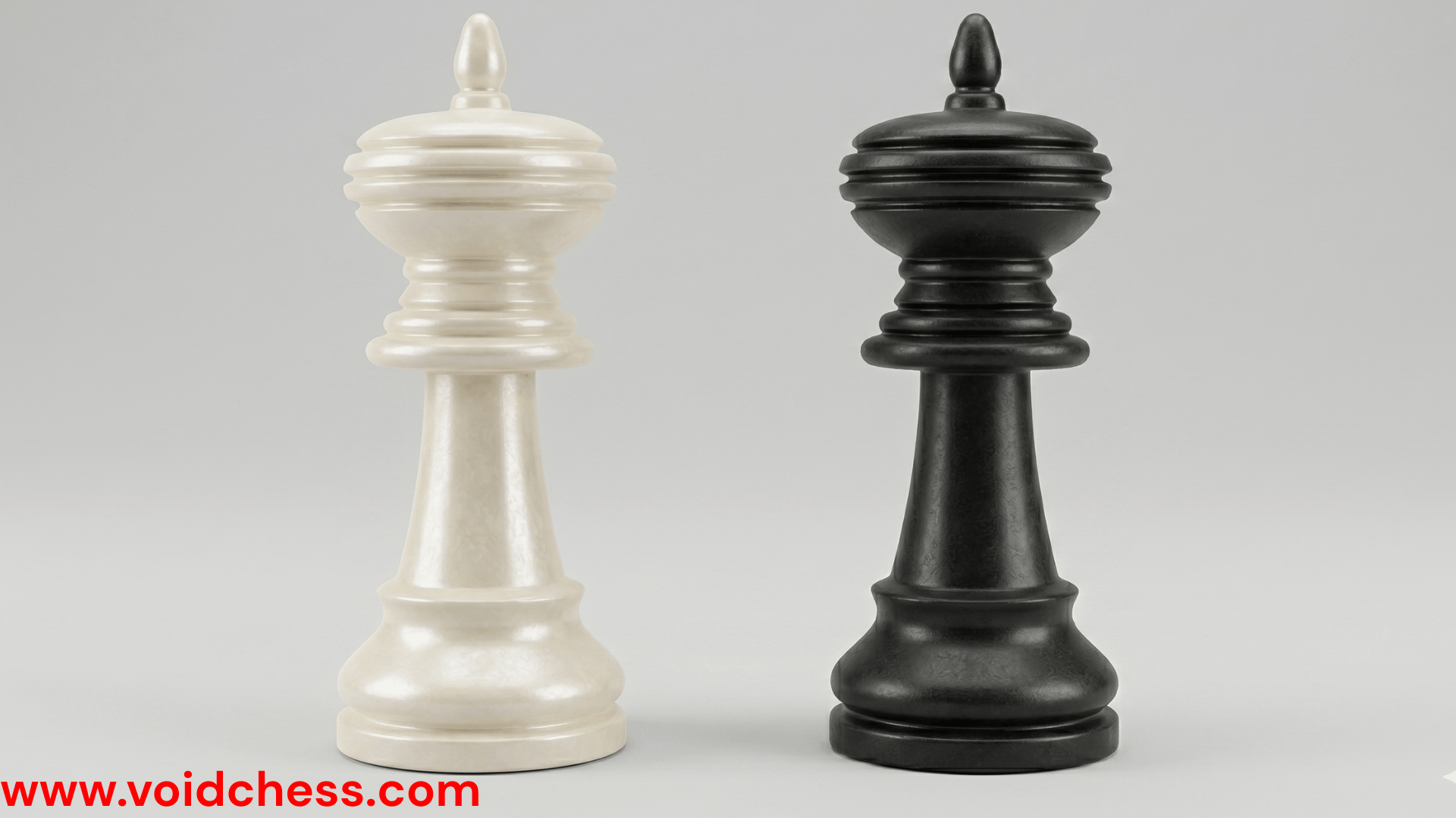 White and black Minister chess pieces side by side - the new chess piece in Void Chess